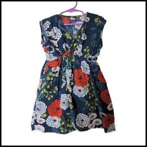 Tea Collection Whale Blue Lily Pond Surplice Dress Size 5 Years Floral True Wrap